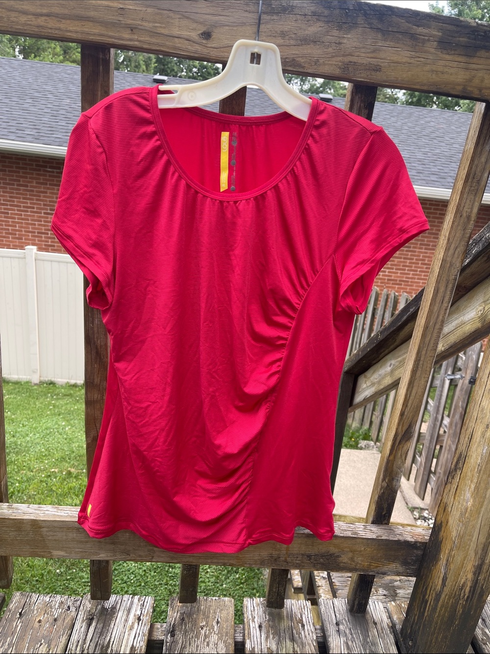 Women’s Short Sleeve Ruched Active Top - Bright Pink by Lole.